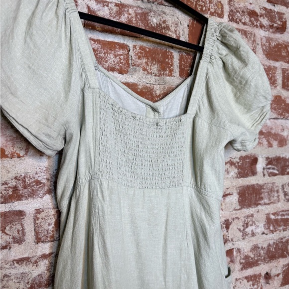 Madewell Light Green Linen Dress - SZ 14 - Picture 5 of 7